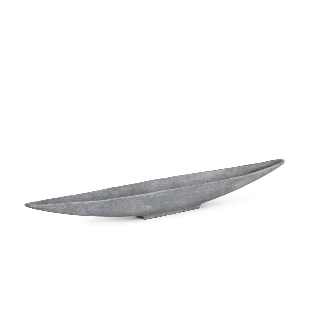 39" Gray Cast Aluminum Oval Long Boat Centerpiece Bowl