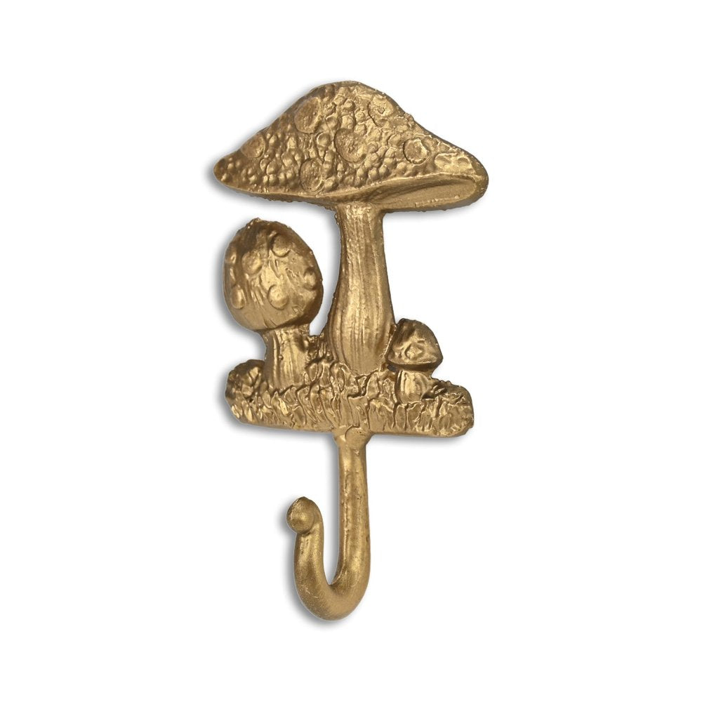 Gancho de pared con forma de hongo de hierro fundido dorado de 4"