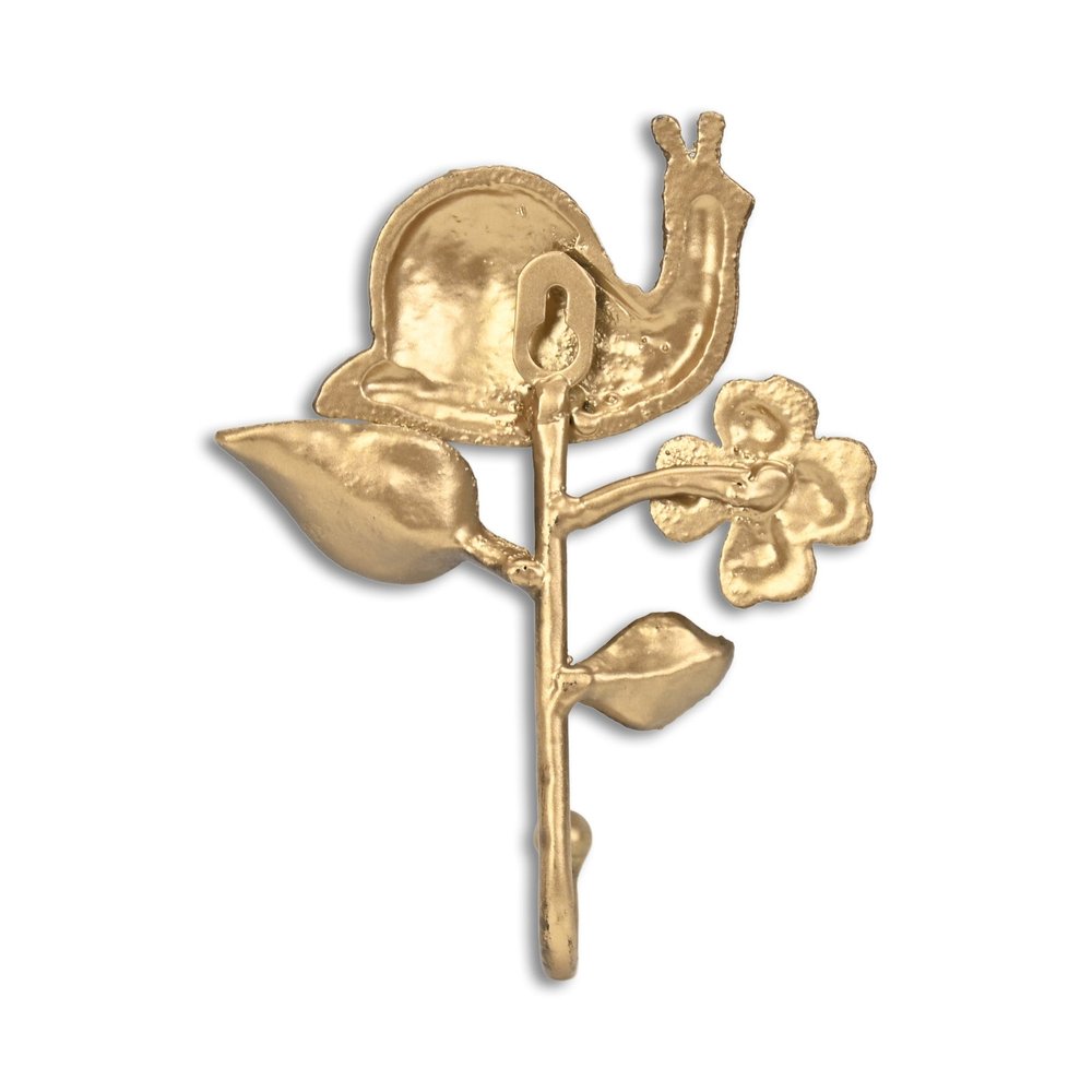 Gancho de pared de caracol de hierro fundido dorado de 5"