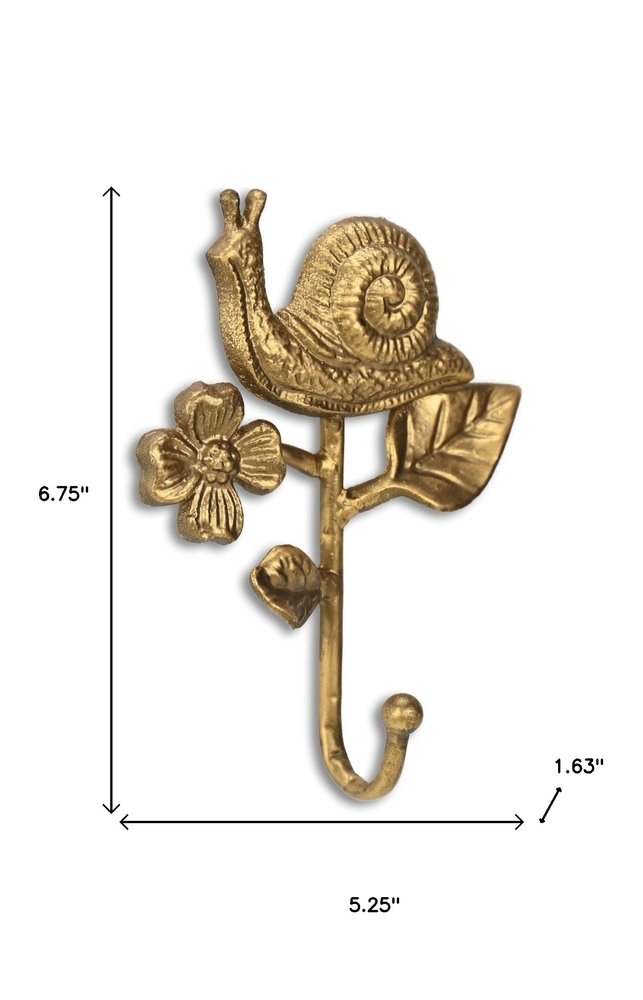 Gancho de pared de caracol de hierro fundido dorado de 5"