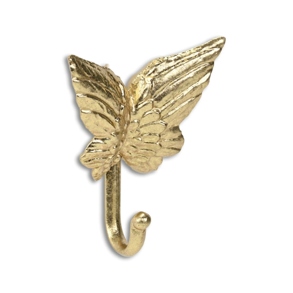 Gancho de pared de mariposa de hierro fundido dorado de 5"