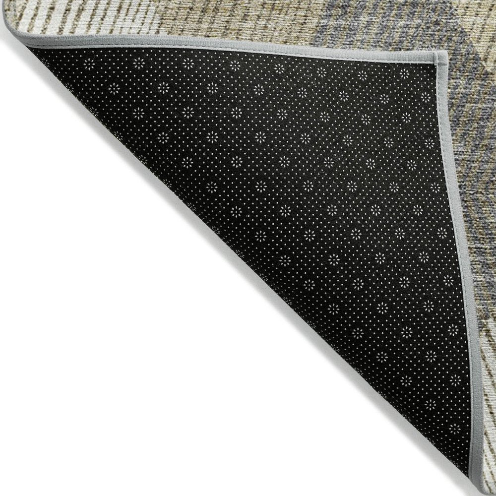 9' X 12' Wheat Taupe And Ivory Argyle Washable Indoor Outdoor Area Rug