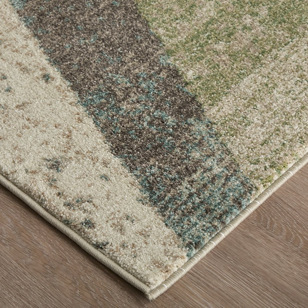 9' X 12' Ivory Blue And Green Checkered Area Rug