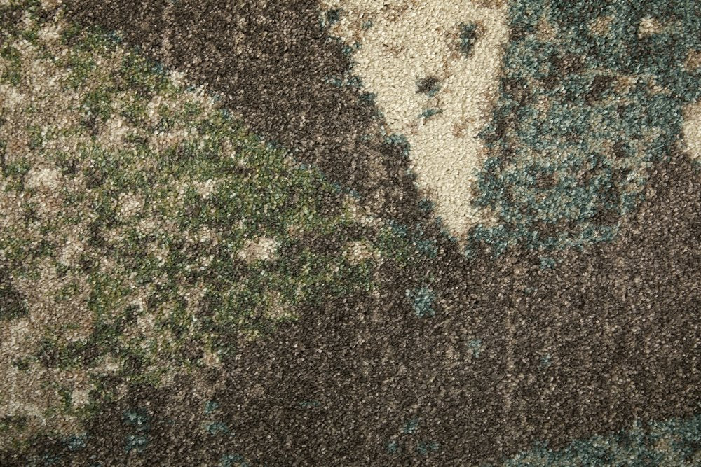 9' X 12' Ivory Blue And Green Checkered Area Rug