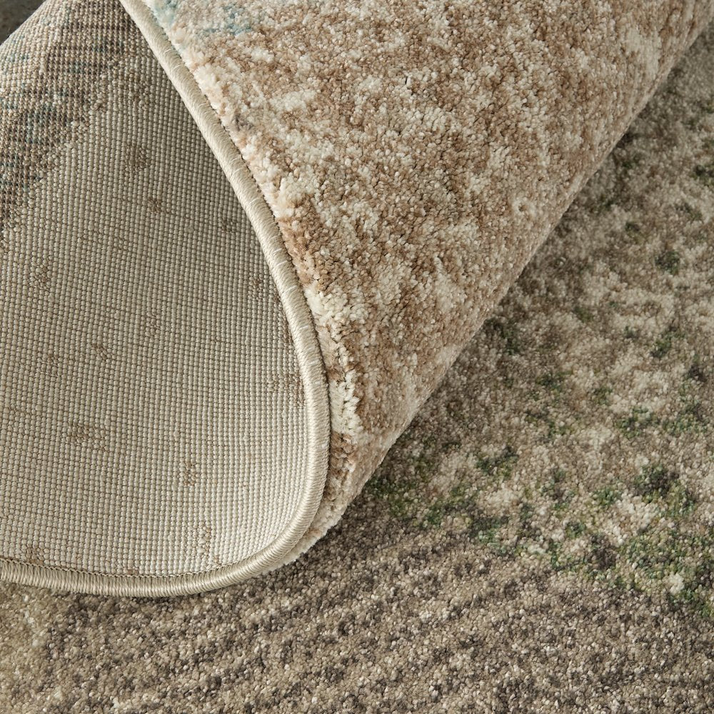 9' X 12' Ivory Blue And Green Checkered Area Rug