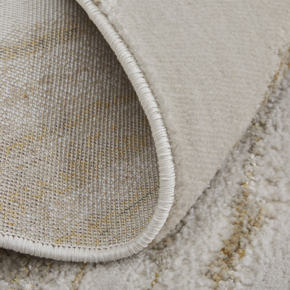 9' X 12' Ivory Taupe And Gold Abstract Area Rug