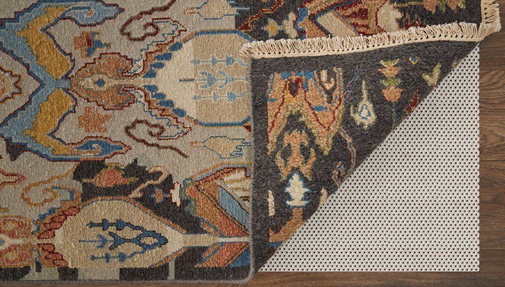 9' X 13' Blue Gray And Brown Ikat Hand Knotted Area Rug With Fringe