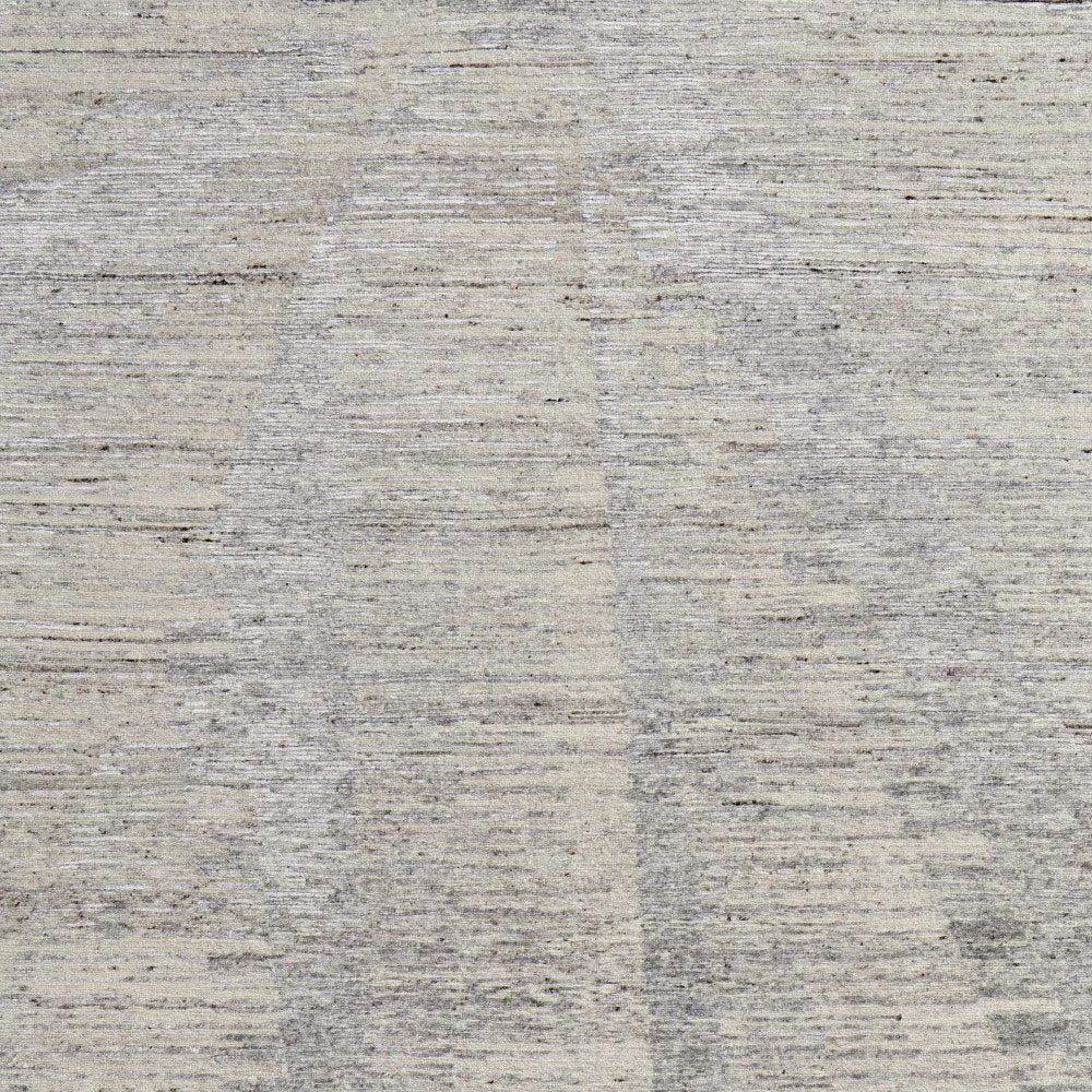 9' X 13' Ivory And Gray Abstract Hand Knotted Distressed Area Rug