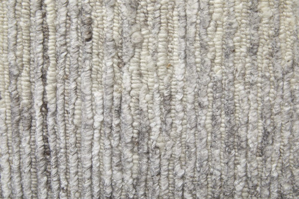 9' X 13' Ivory And Gray Abstract Hand Knotted Distressed Area Rug