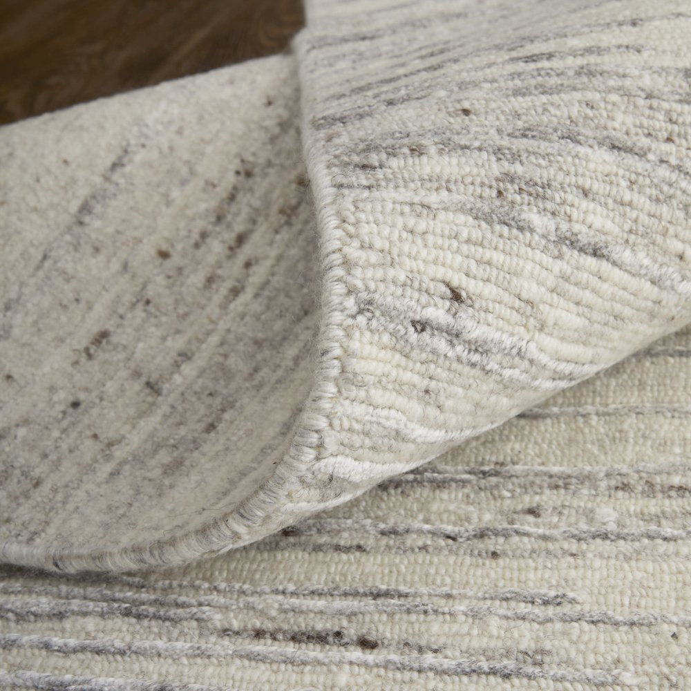 9' X 13' Ivory And Gray Abstract Hand Knotted Distressed Area Rug