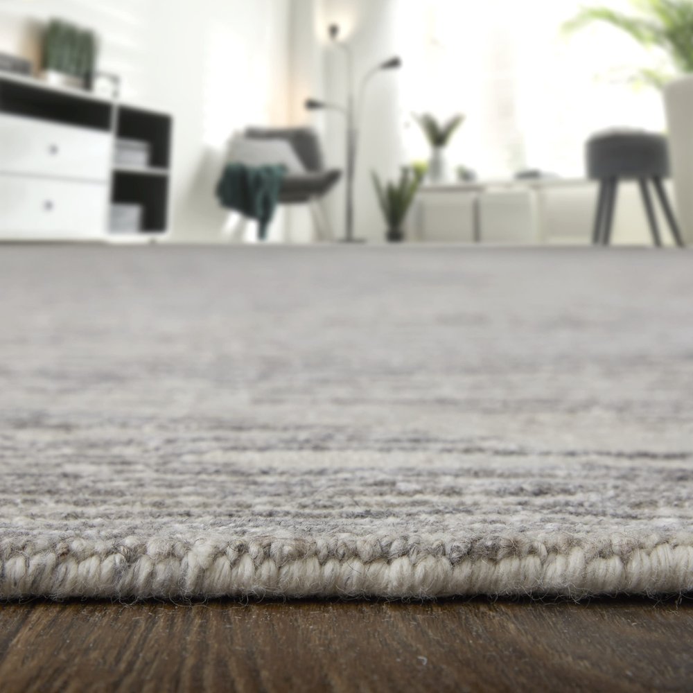 9' X 13' Ivory And Gray Abstract Hand Knotted Distressed Area Rug