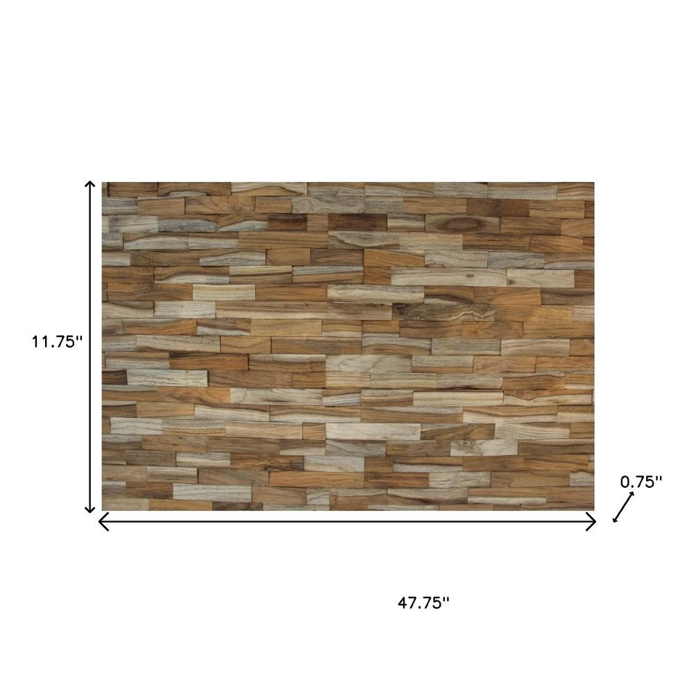 Brown 3D Embossed Abstract Brushed Teak Reclaimed Wood Decorative Wall Panels