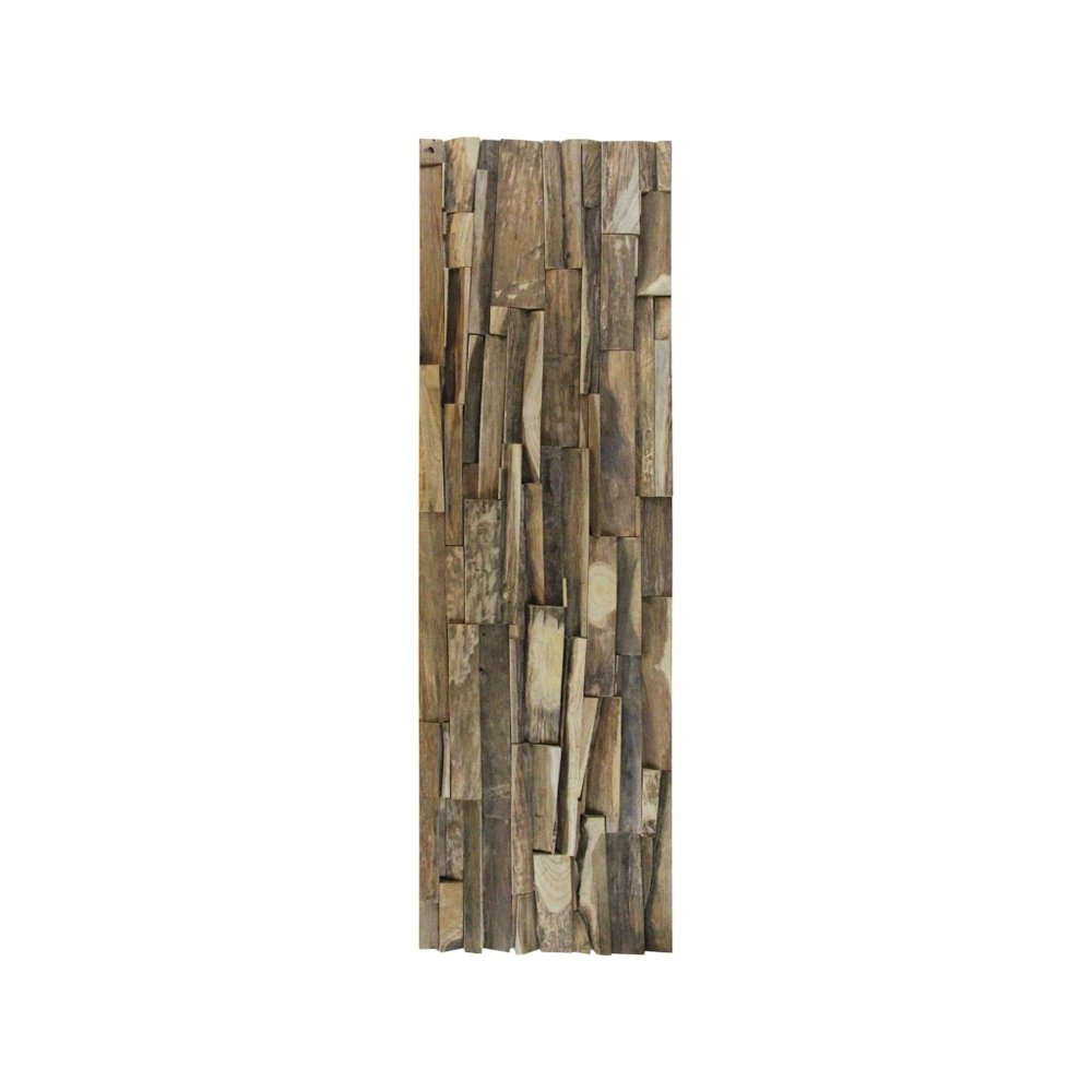 Brown 3D Embossed Geometric Teak Reclaimed Wood Decorative Wall Panels