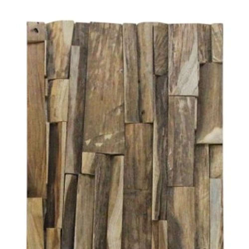 Brown 3D Embossed Geometric Teak Reclaimed Wood Decorative Wall Panels