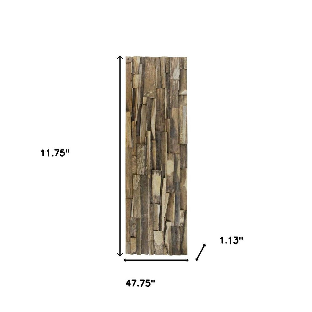 Brown 3D Embossed Geometric Teak Reclaimed Wood Decorative Wall Panels