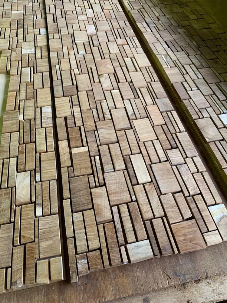 Brown 3D Embossed Teak Reclaimed Wood Decorative Wall Panel