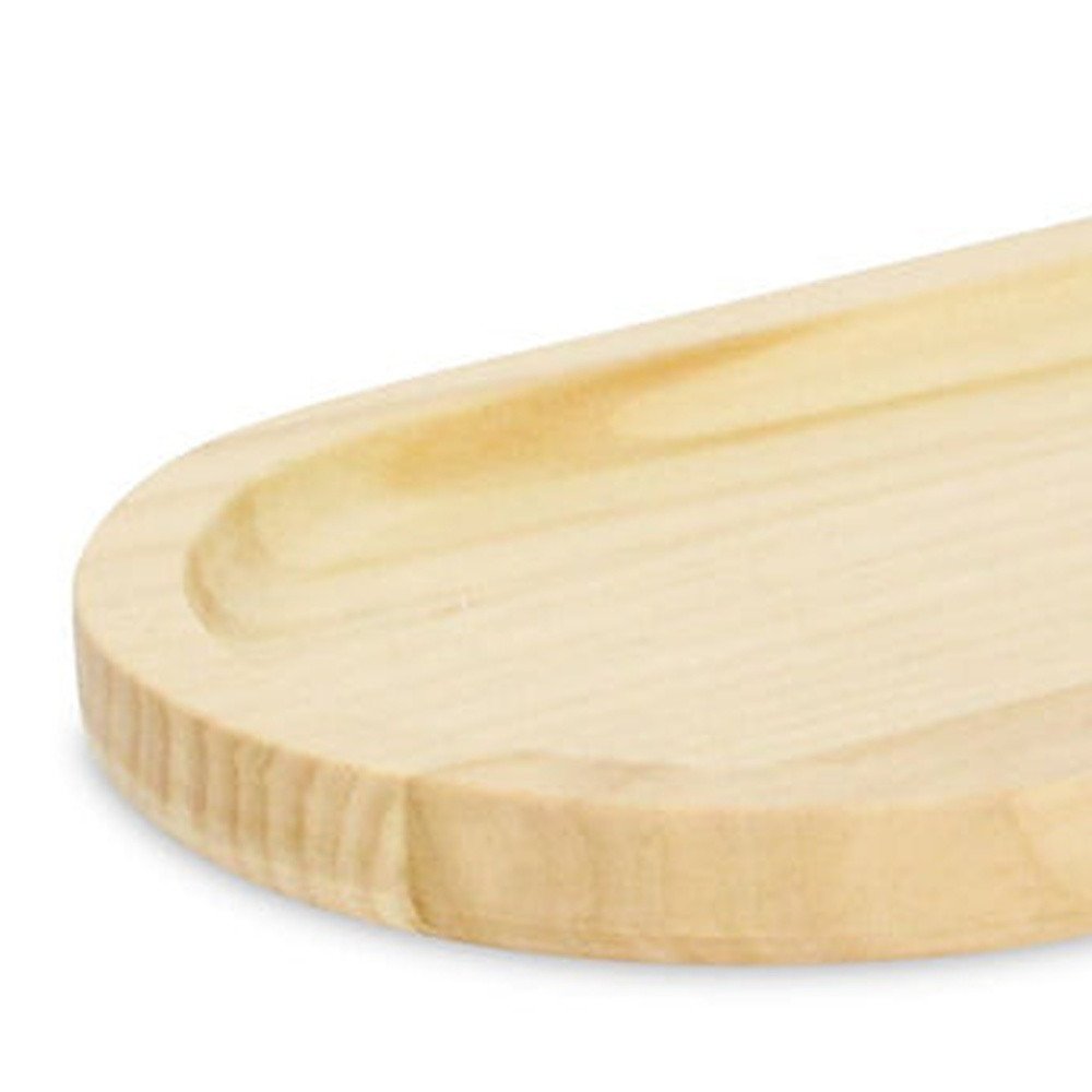 12" Natural Solid Wood Handmade Oval Vanity Tray