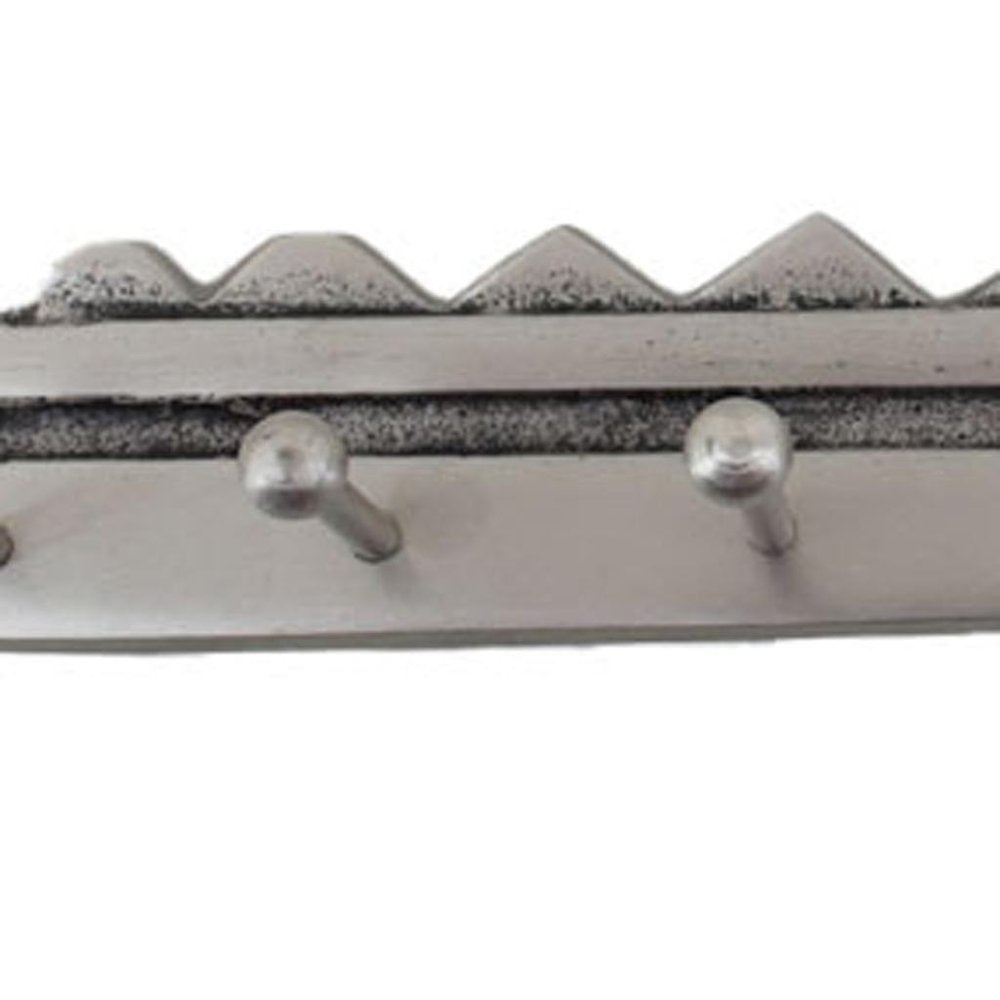 Perchero de pared plateado de 16" con cinco ganchos y forma de llave
