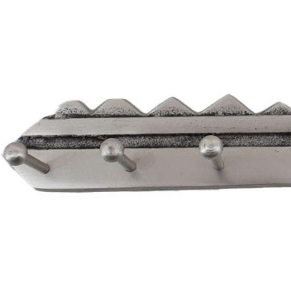 Perchero de pared plateado de 16" con cinco ganchos y forma de llave