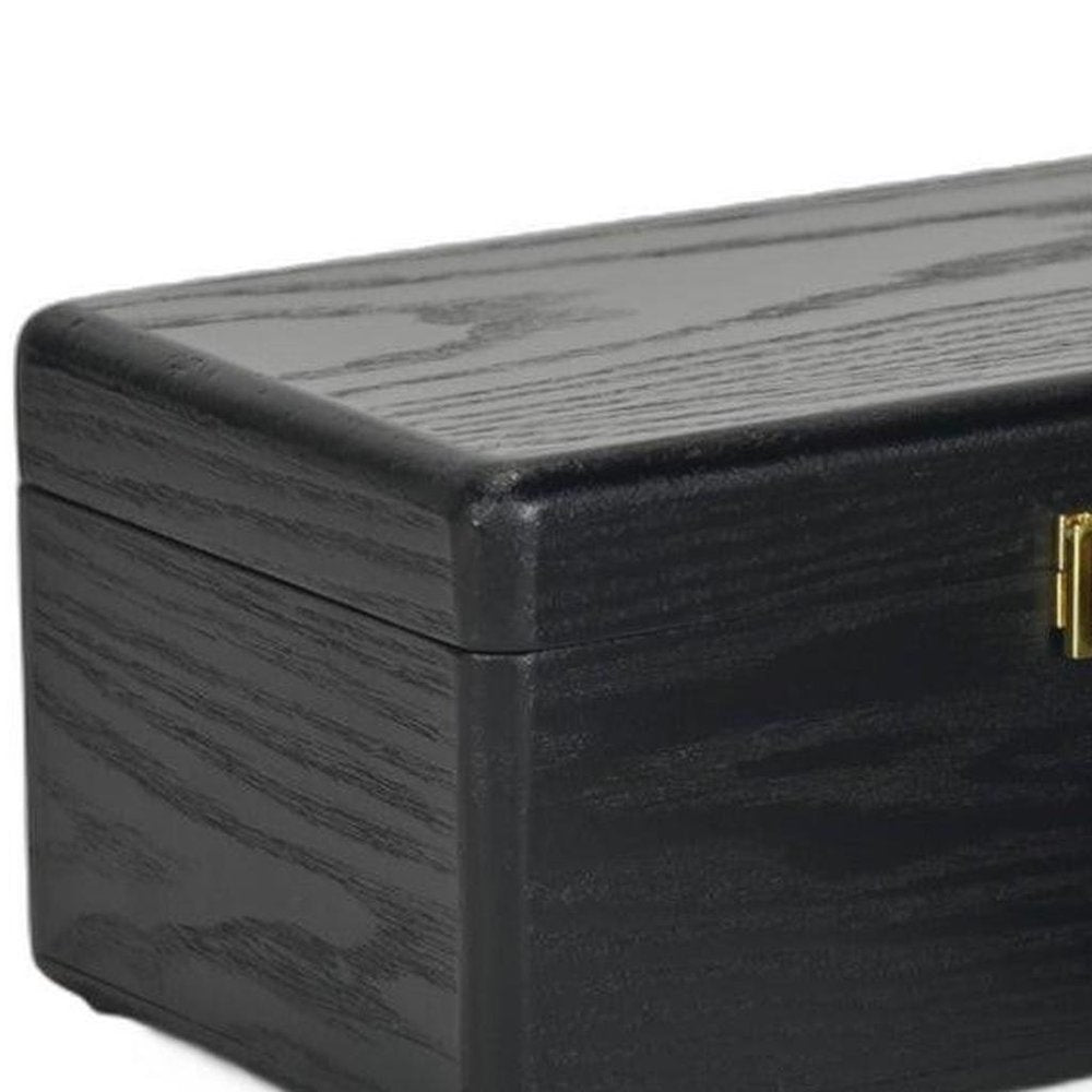 Set Of Two Black Solid Wood Jewelry Box