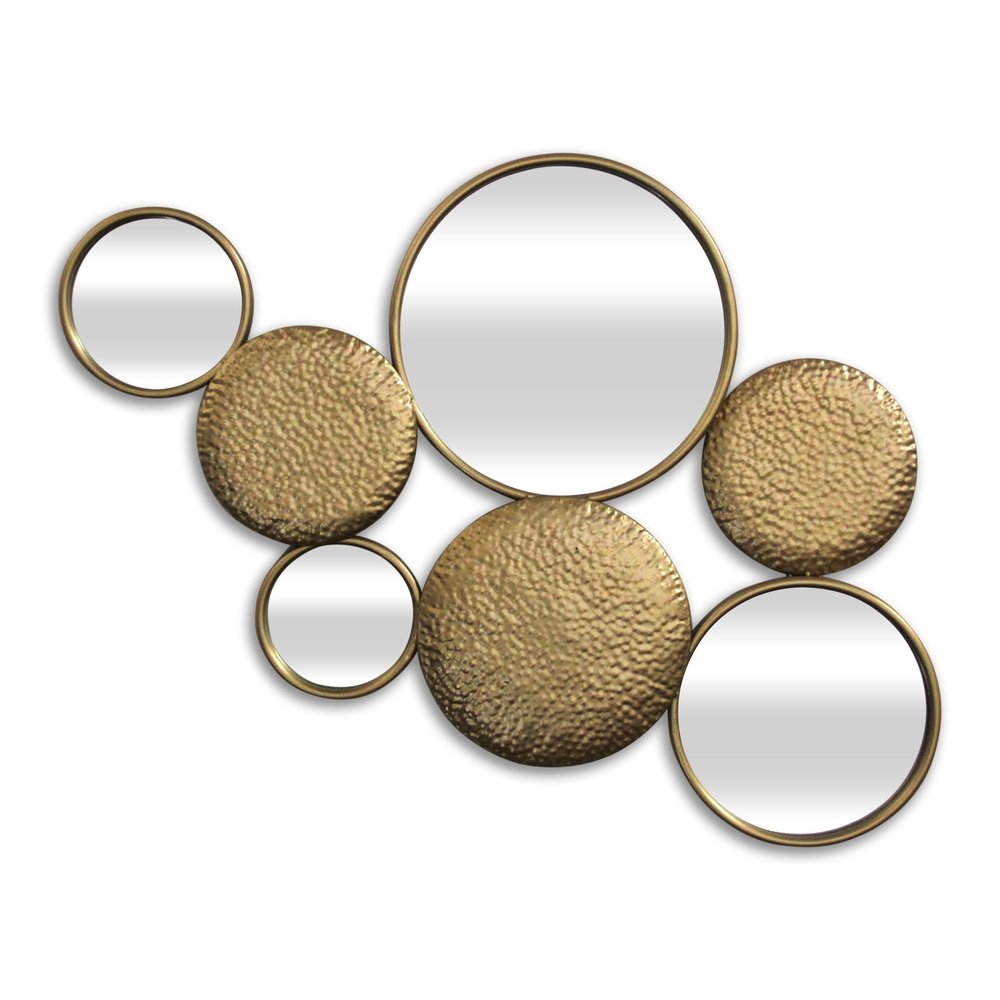 Espejo decorativo de pared de 37" de metal dorado y vidrio espejado