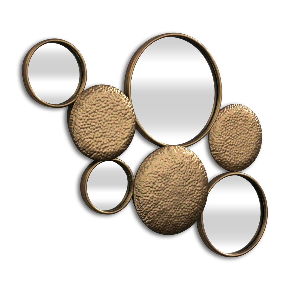 Espejo decorativo de pared de 37" de metal dorado y vidrio espejado