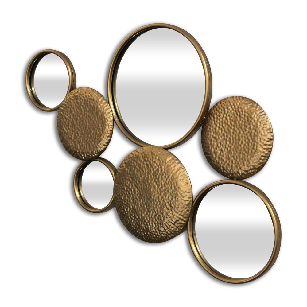 Espejo decorativo de pared de 37" de metal dorado y vidrio espejado