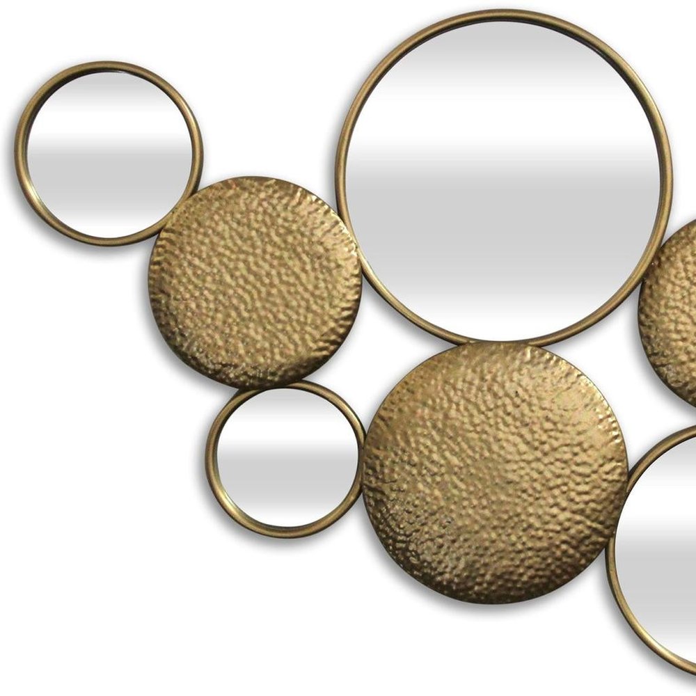 Espejo decorativo de pared de 37" de metal dorado y vidrio espejado