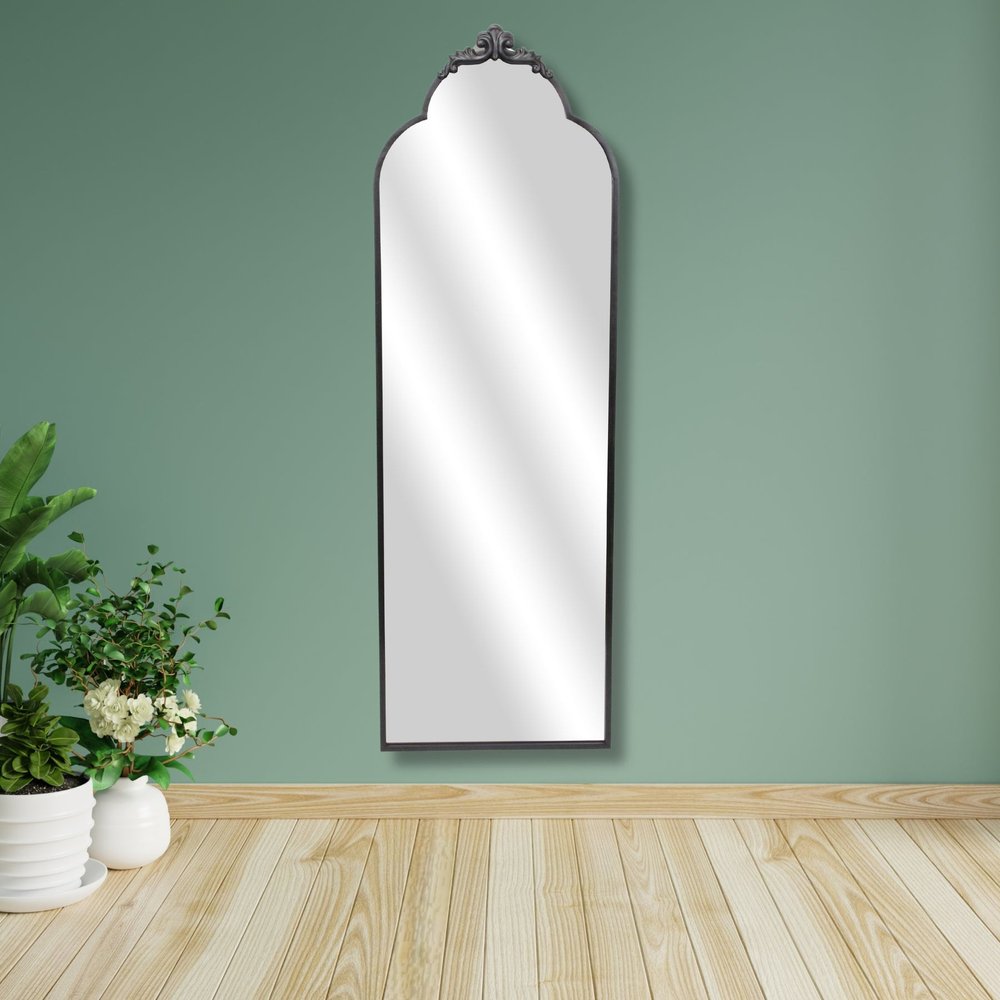 65" Black Metal Arch Full Length Hanging Mirror