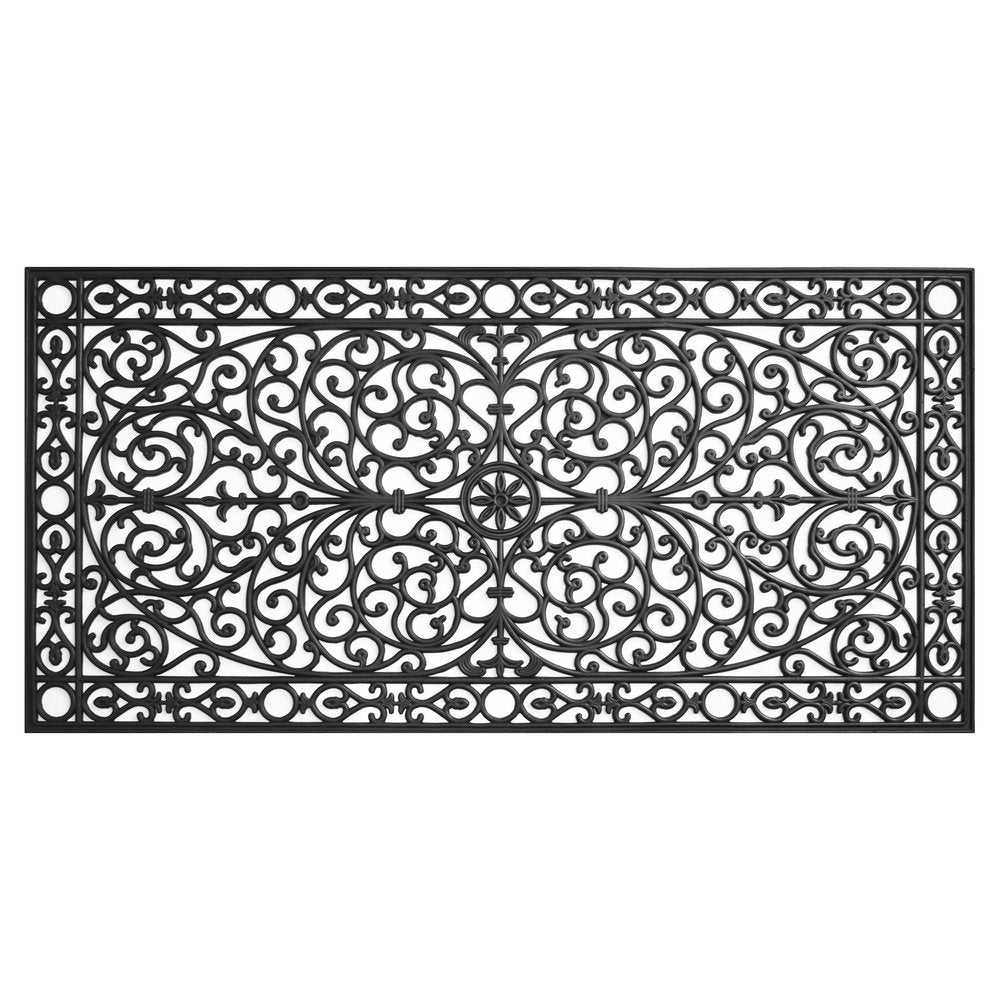 36" X 72" Black Scrollwork Outdoor Rubber Door Mat
