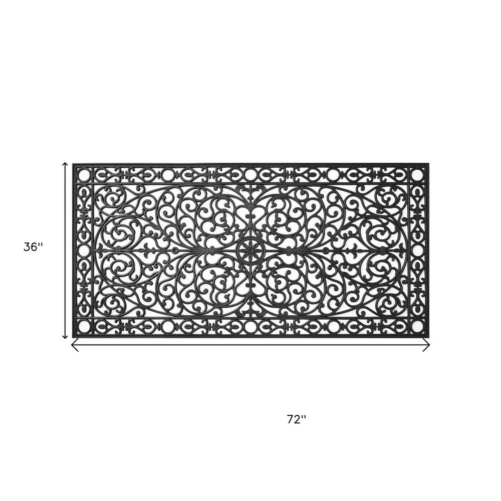36" X 72" Black Scrollwork Outdoor Rubber Door Mat