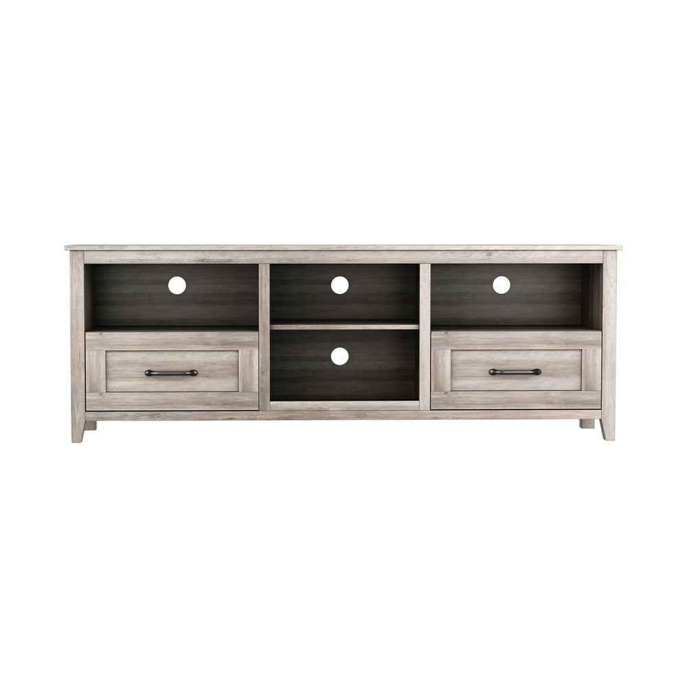 70" Gray Wood Enclosed and Open Storage TV Stand