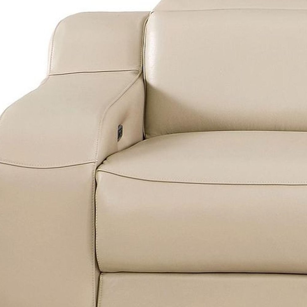 103" Light Gray Italian Leather Reclining USB Sofa
