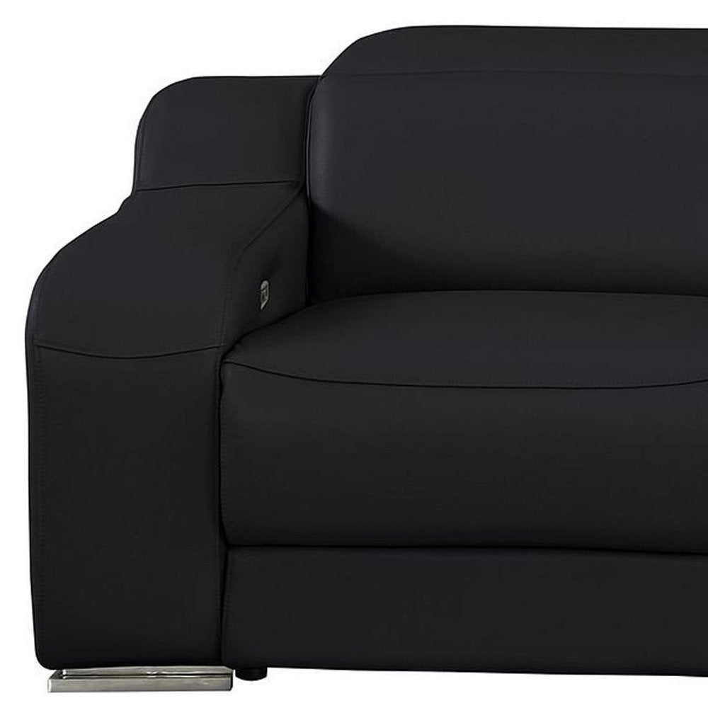 103" Light Gray Italian Leather Reclining USB Sofa