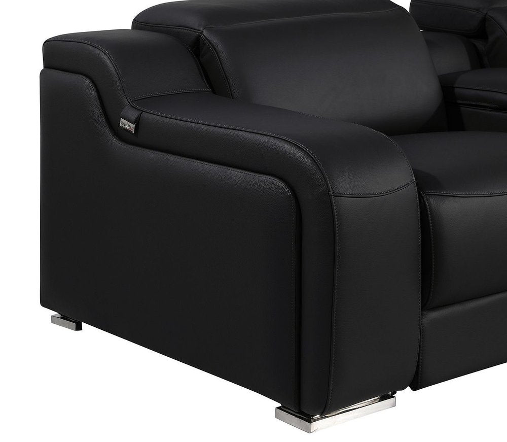 103" Light Gray Italian Leather Reclining USB Sofa