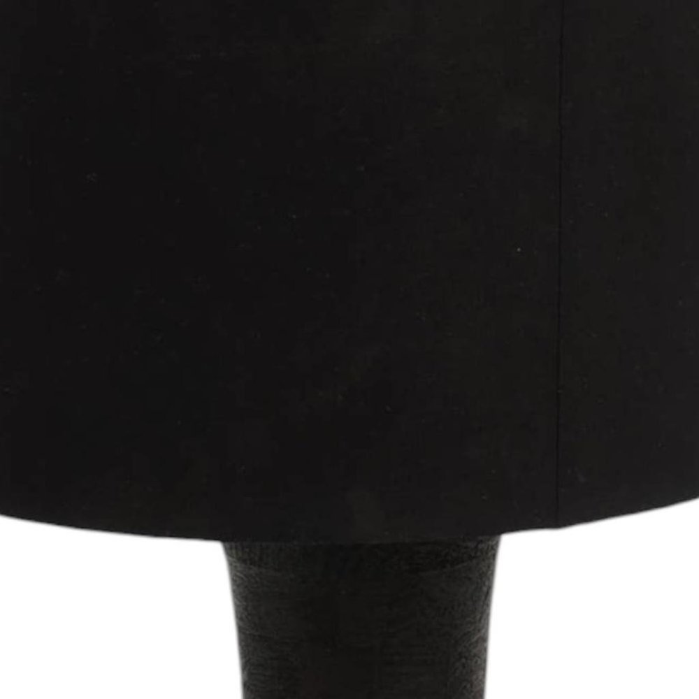 29" Distressed Black Solid Wood Urn Table Lamp With Black Drum Shade