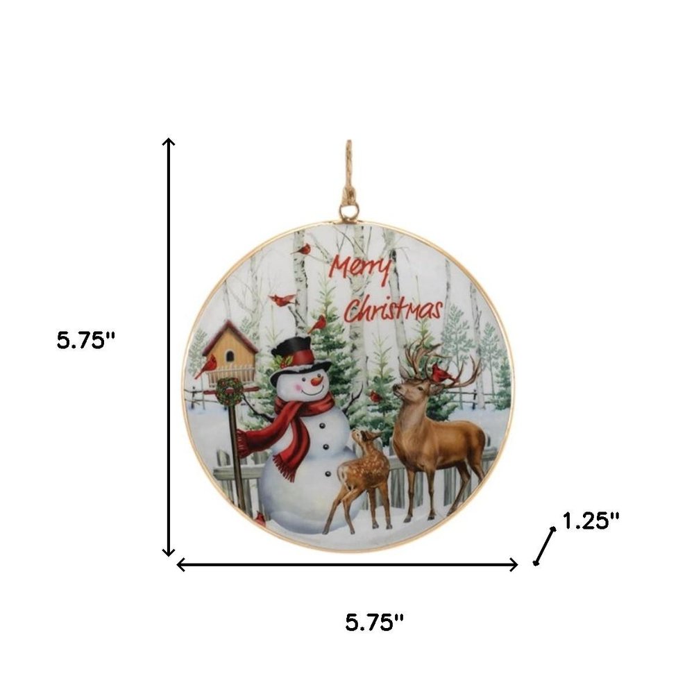 Set of Six White Brown And Red Shatterproof Iron Hanging Figurine Ornaments
