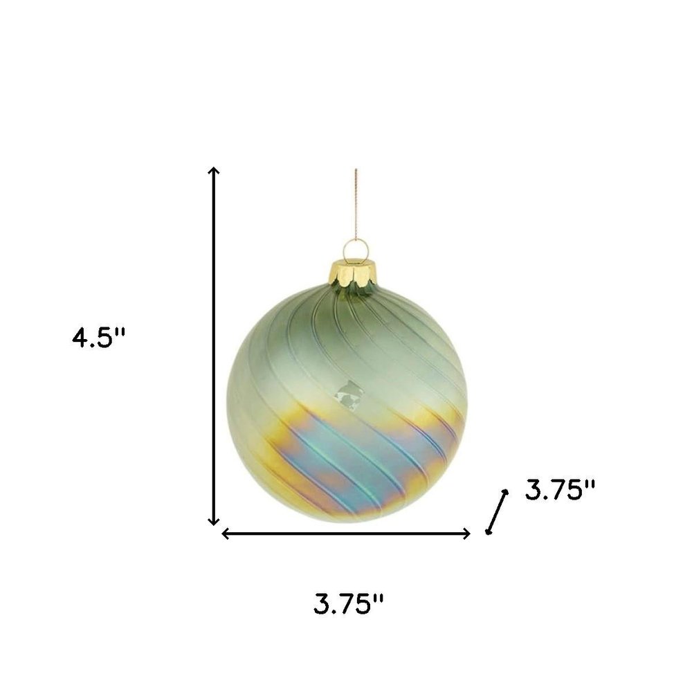 Set of Six Green And Gold Glass Hanging Figurine Ornaments