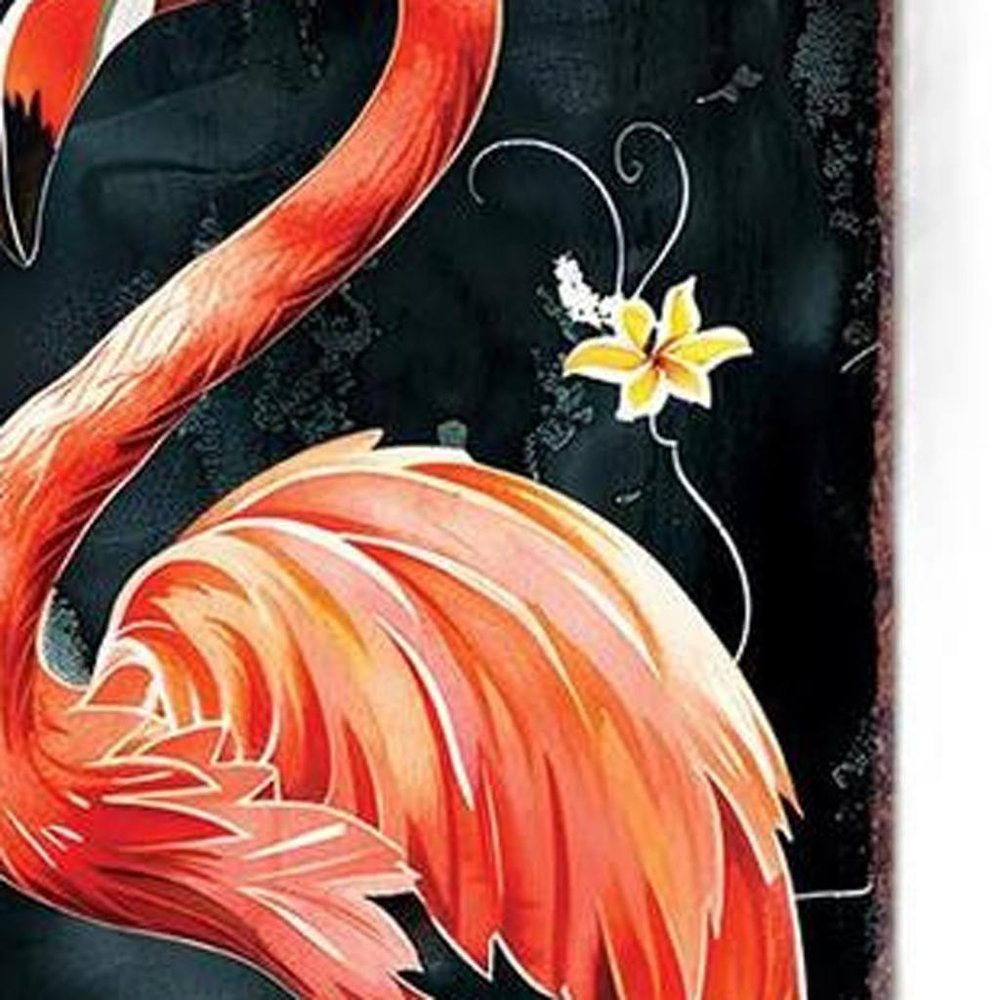 Letrero de porche de flamenco de madera maciza de 36" en color negro coral y verde