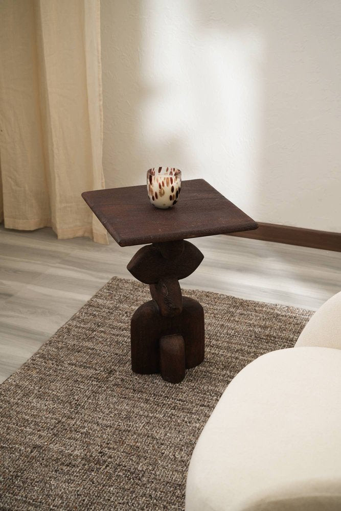22" Brown Distressed Solid Wood Square End Table