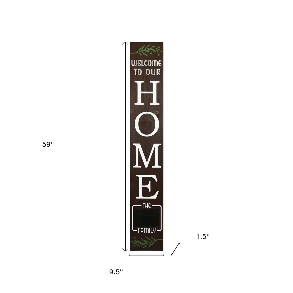 59" Brown And White Solid Wood Welcome Reversible Porch Sign
