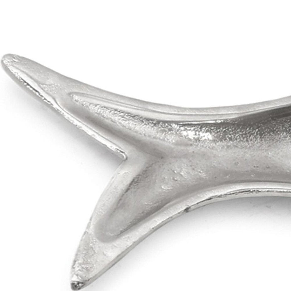 Bandeja para servir pescado de aluminio fundido plateado de 23"