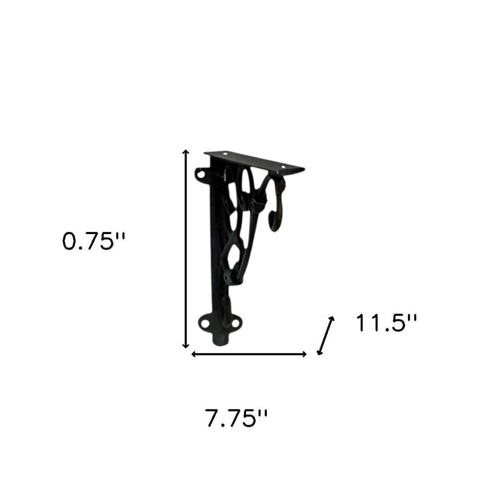 8" Set Of Two Black Metal Wall Mounted Shelf Brackets