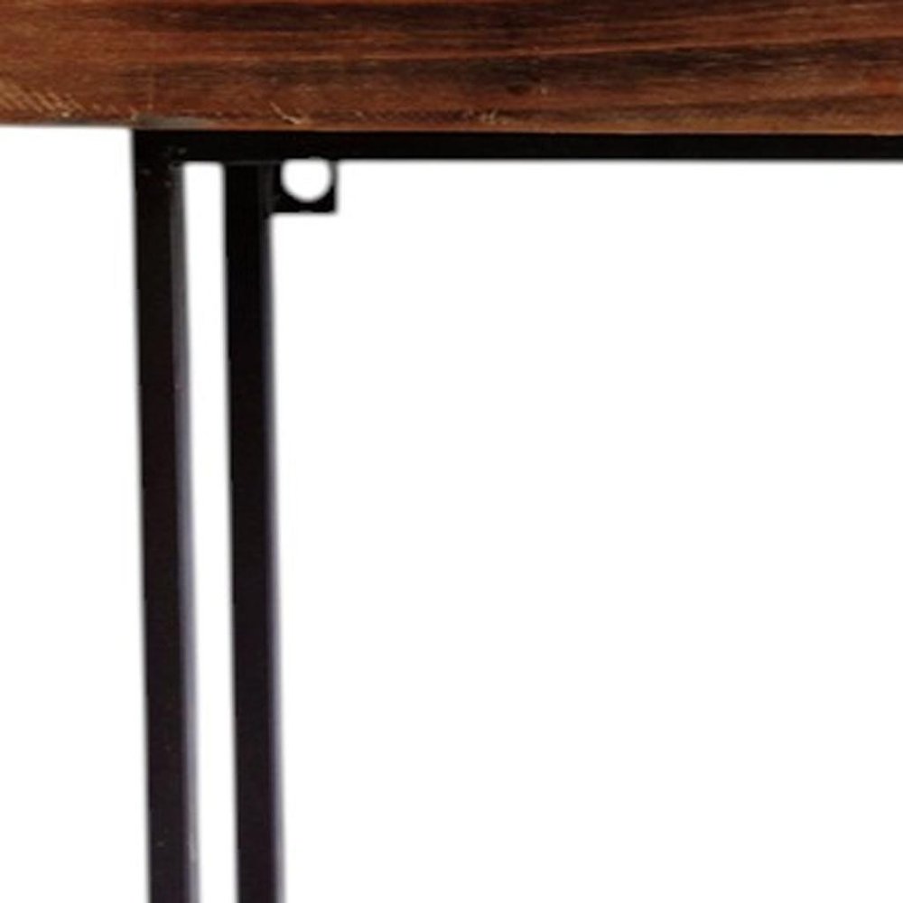 Juego de dos estantes decorativos de dos niveles de madera y metal, de 36 pulgadas, en negro y marrón