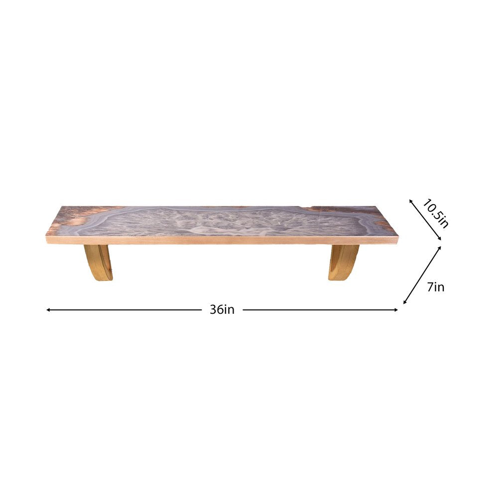 Estante de pared con acento de madera natural y gris de 24"