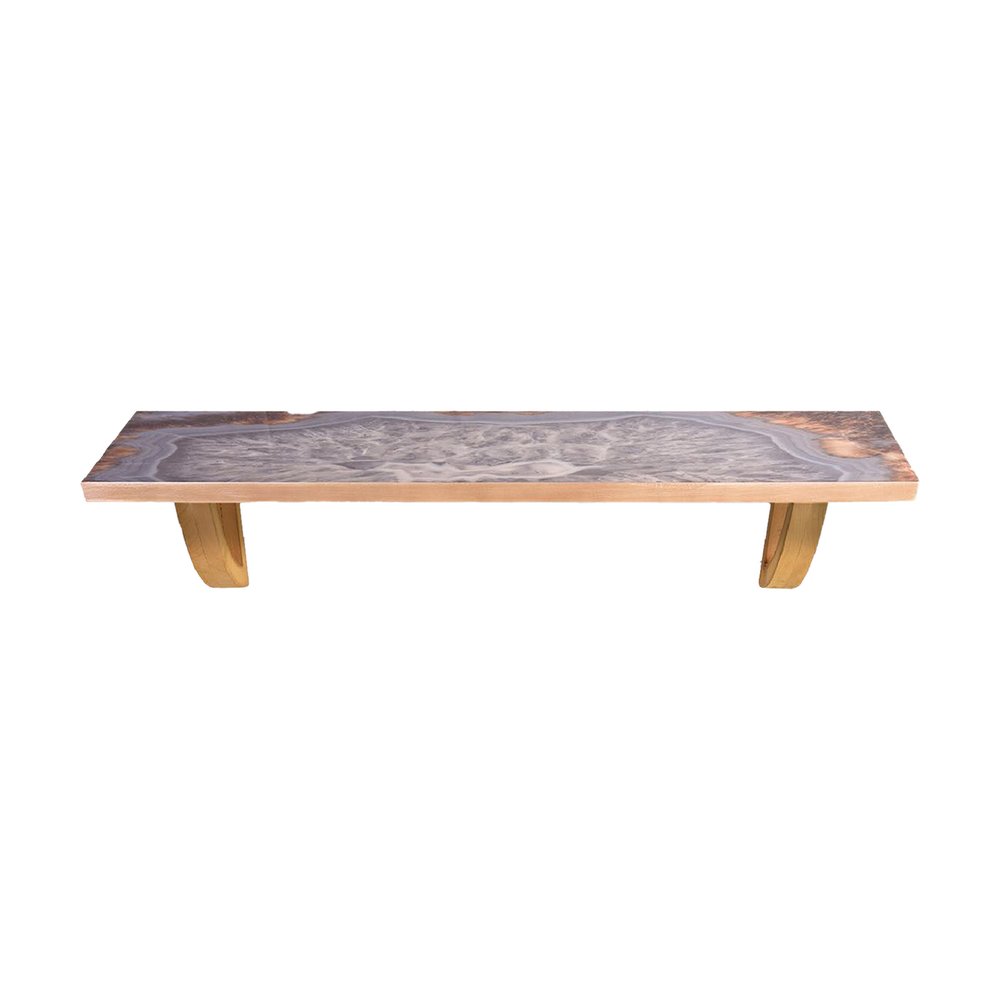 Estante de pared con acento de madera natural y gris de 24"