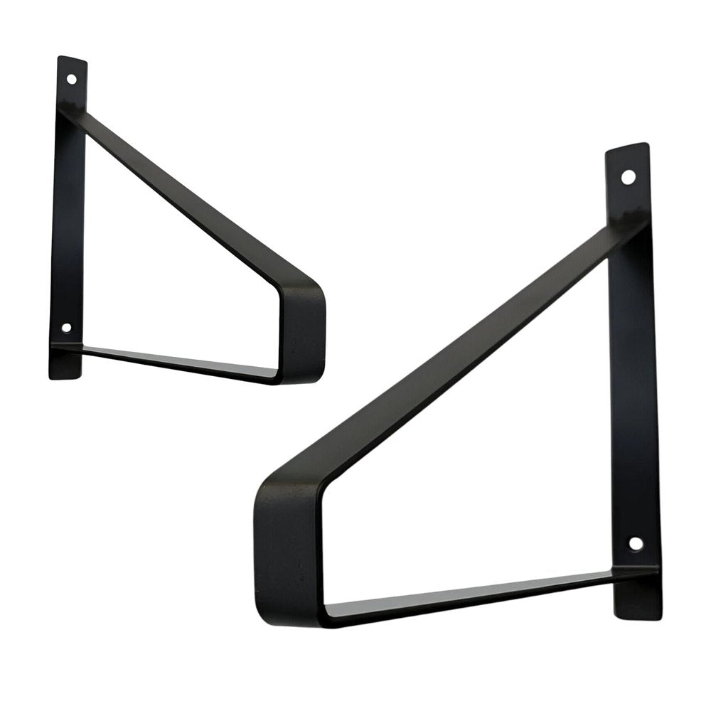 Juego de dos soportes de pared de metal negro de 8"
