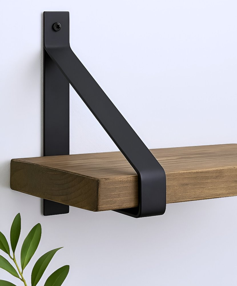 Juego de dos soportes de pared de metal negro de 8"