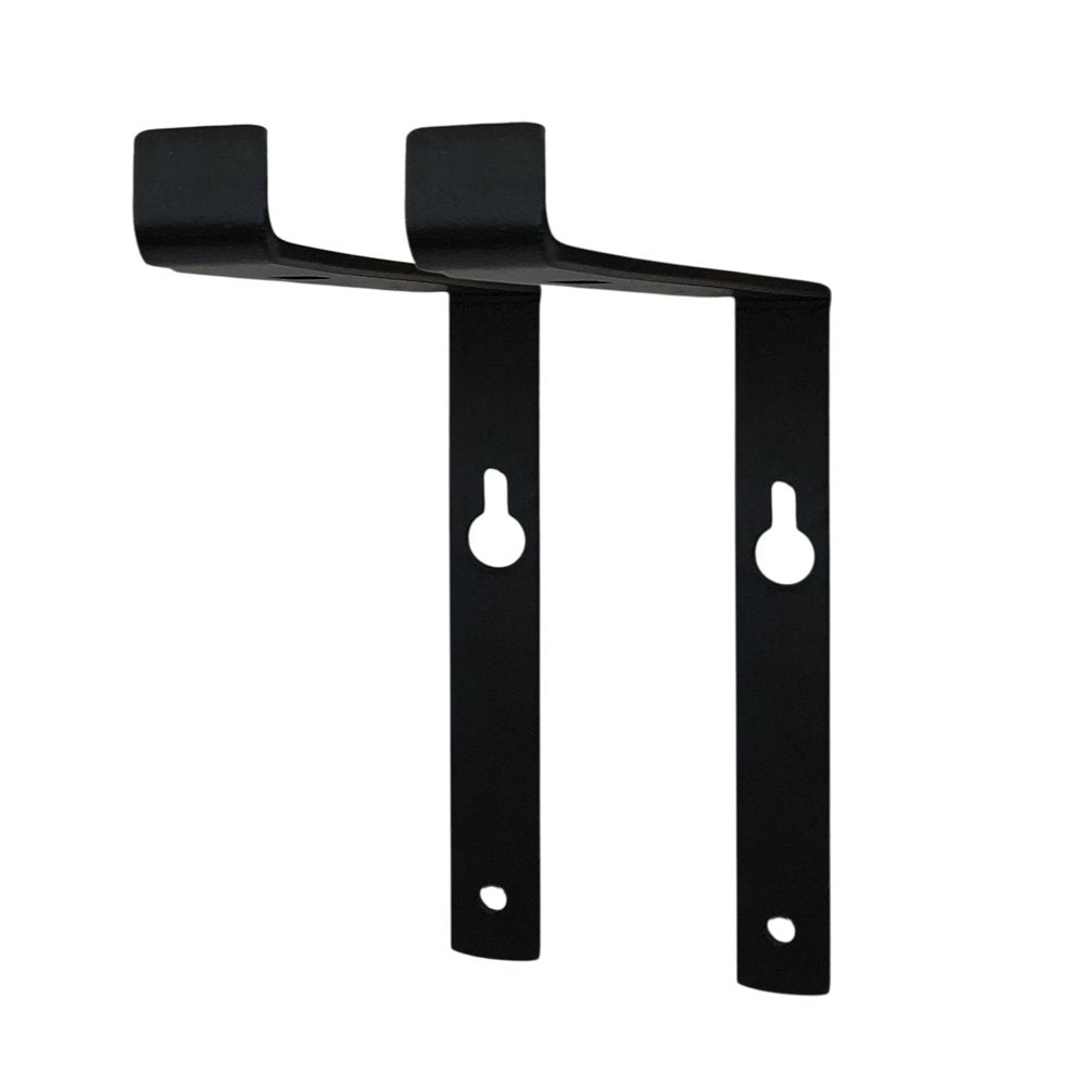 Juego de dos soportes de estante de pared de metal negro de 7"