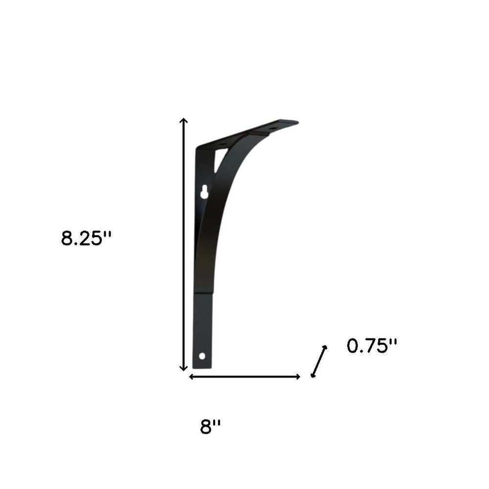 Juego de dos soportes de estante de pared de metal curvo negro de 8"
